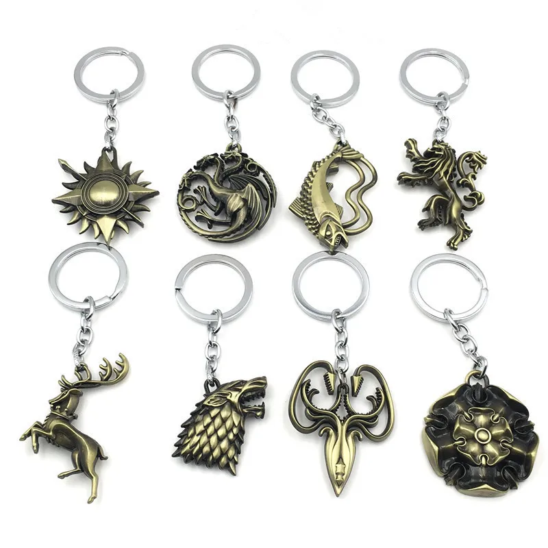 

Game of Thrones Keychain House Stark Key Chain Song of Ice and Fire Key Rings Holder Souvenir for Gift Chaveiro Men Jewelry