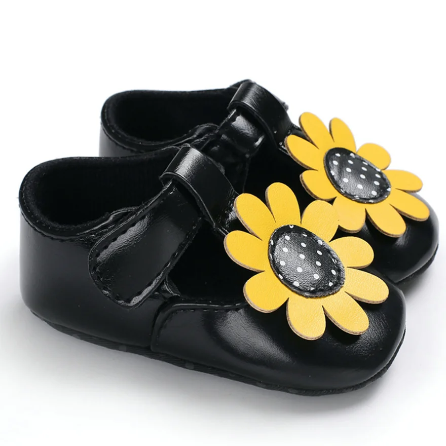 Bright Good Quality Girl Baby Leather Shoes Sunflower Soft