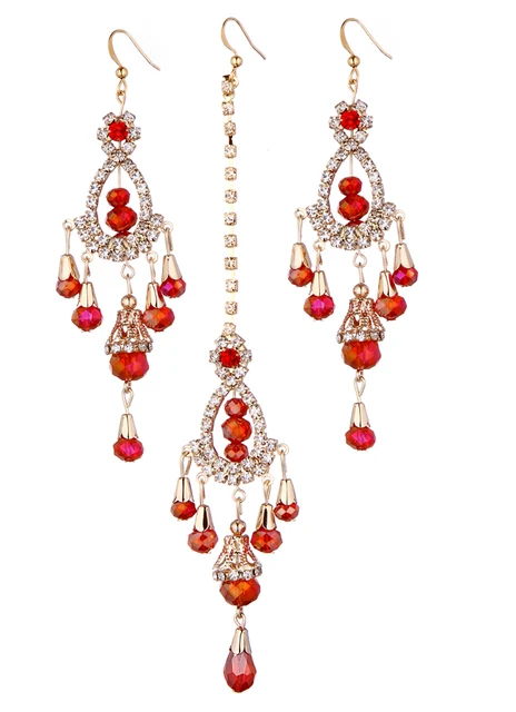 Indian Bridal Jewellery Rhinestone Earring Set Crystal Stud Indian Bridal Jewellery Rhinestone Earring Set Crystal Stud Headpiece Bollywood Wedding Dancing Egypt Belly Dance Accessories