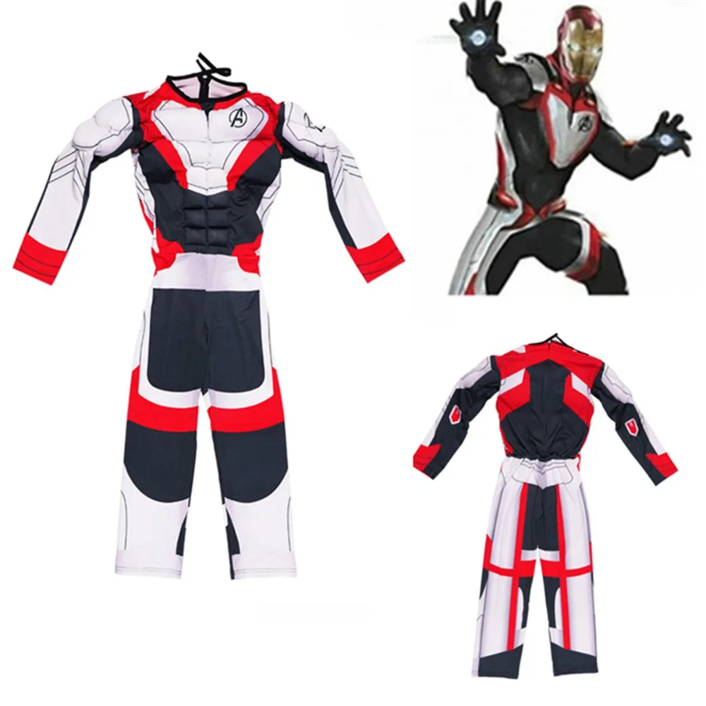 Halloween Movie Avengers Endgame Quantum Realm Advanced Tech Kids Boy muscle jumpsuit Cosplay Costume Iron Man Fullbody Suit