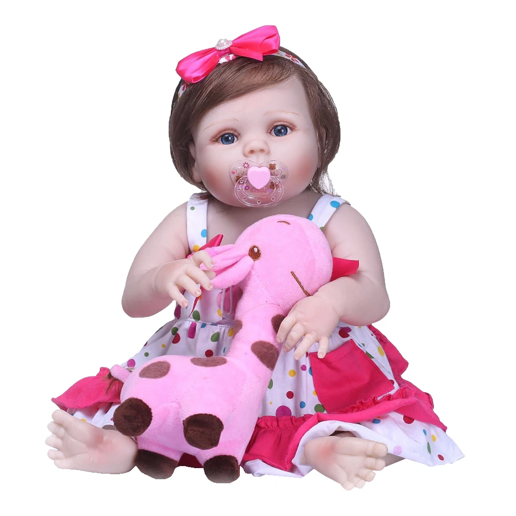 Realistic 22inch Reborn Baby Girl Doll Clothes Set Full Silicone Vinyl Newborn Baby Doll Kids Wear Model Doll