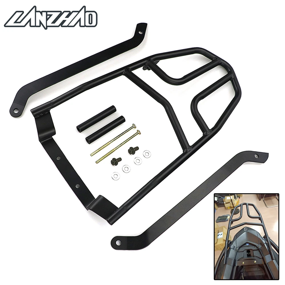 Black Motorcycle Rear Luggage Rack Aluminum Extend Cargo Bag Case Box