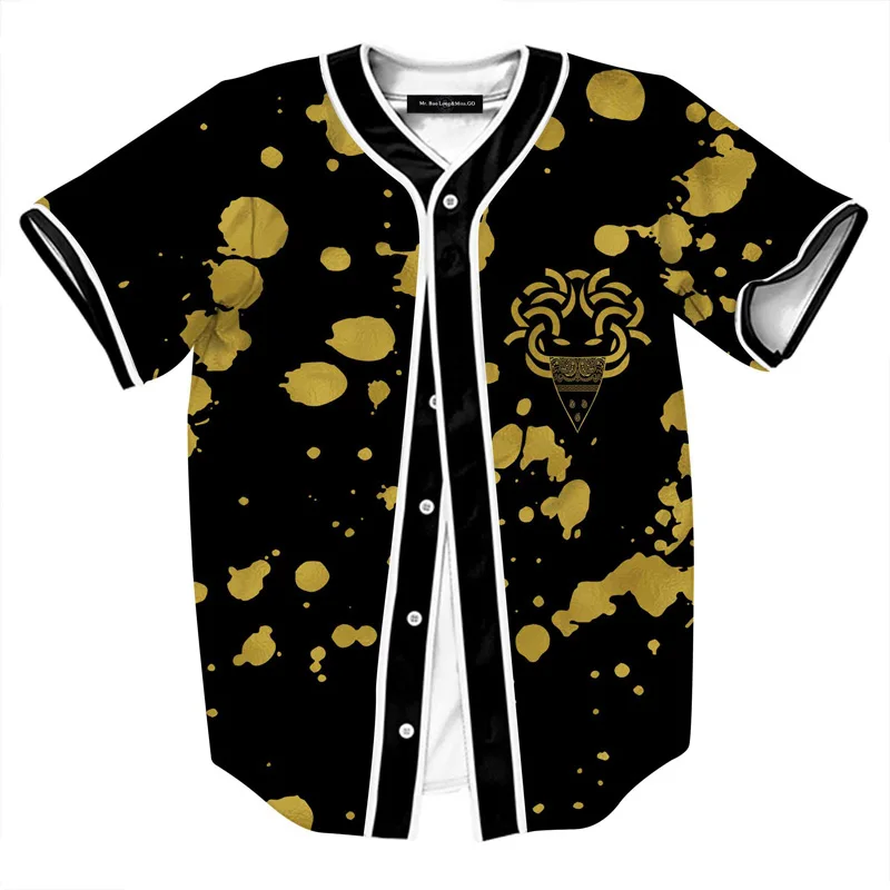 

Cloudstyle 2019 3D Baseball Jersey Men Tops Tees Yellow Spot 3D Print Summer Streetwear Tops Buttons Baseball Shirt Sportstyle
