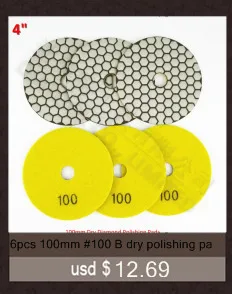 6pcs 100mm#100 B dry polishing pads Very competitive sander disc diameter 4inch Resin bond diamond flexible polishing pads