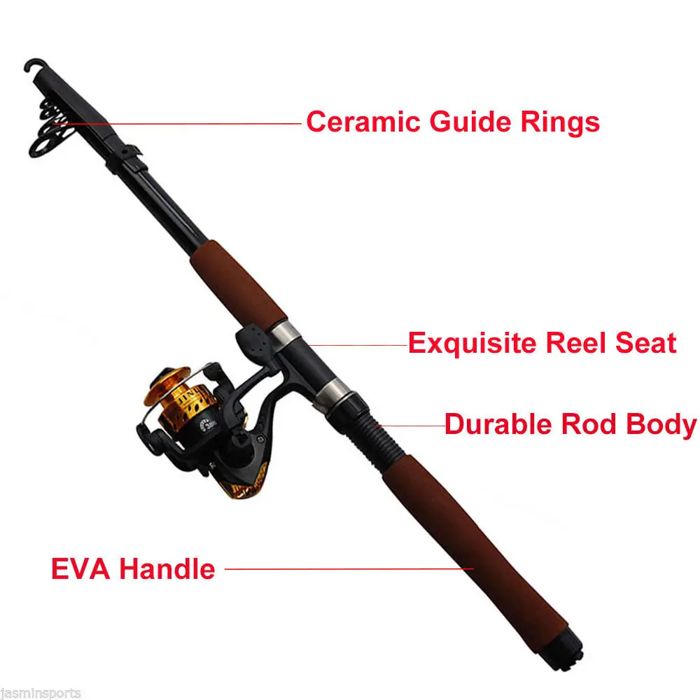 JSM 2.1 متر الصيد قضيب بكرة كومبو تلسكوبي الغزل قضيب و بكرة حقيبة الصيد معالجة عدة الساخن بيع