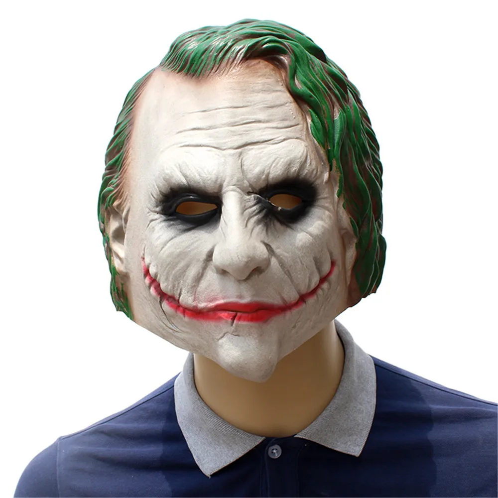 Джокер маска реалистичный Бэтмен костюм клоуна на Хеллоуин маска Взрослый Косплей Фильм Полный голова латексная маска для вечеринки