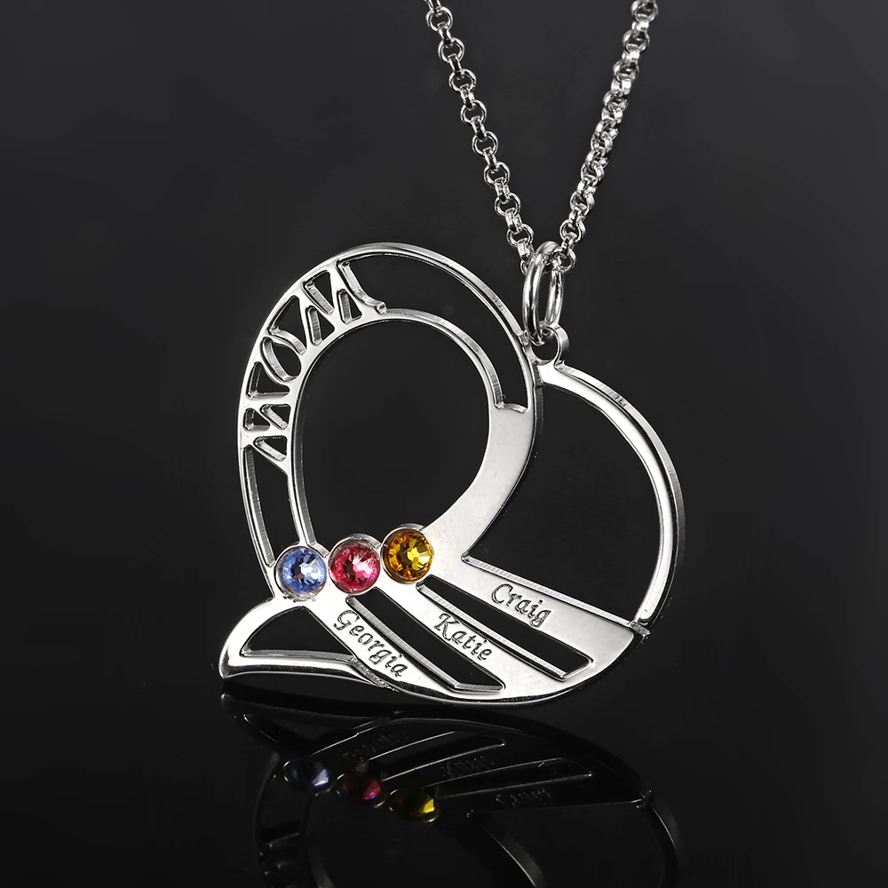 L11 Engraved Custom Names Necklace Personalized Necklace Women 925 Silver Customized Necklace Birthstone Jewelry Family Gift  (2)