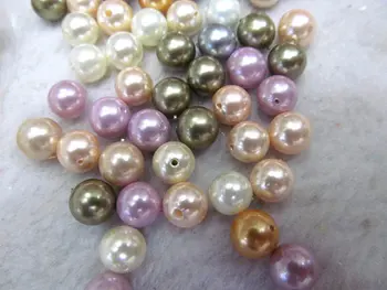 

Half drilled--Wholesale 24pcs 4-16mm Pearl Gergous Round Ball white dark black grey gray mixed jewelry beads