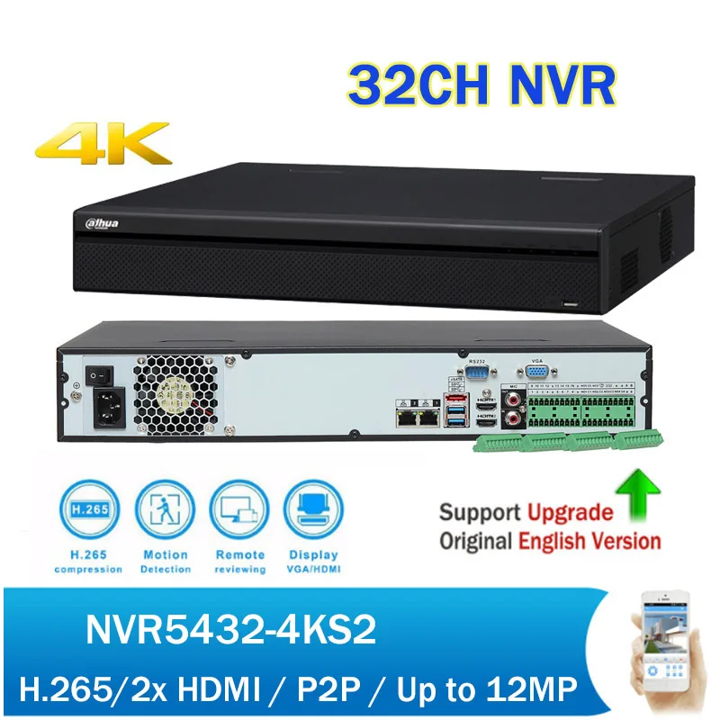 

Dahua NVR5432-4KS2 32 Channel 1.5U 4K&H.265 Pro Network Video Recorder up to 12Mp IP Camera with 2HDMI CCTV NVR
