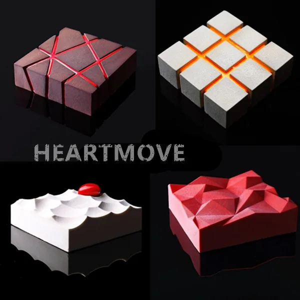 HEARTMOVE Silicone 3D Geometric Square Peak Wave Mold Cake Decorating Baking Tool For Chocolate Mousse Chiffon Moulds Pastry Art | Дом и сад