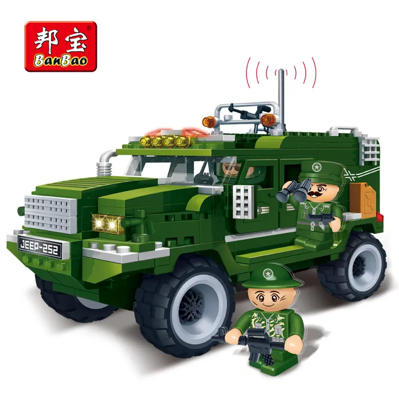 

BanBao Command Military Army SUV Pullback Cars Blocks Educational Building Bricks Toy Model 8252 Boy Children Kids Gift