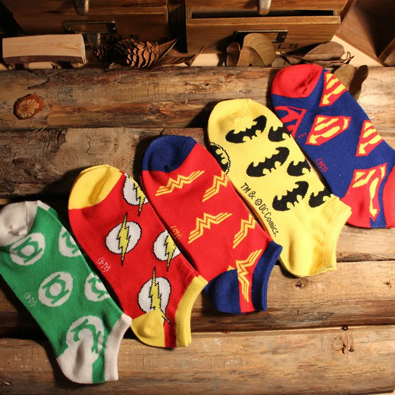 

36-43 Summer Women Harajuku Socks Hip Hop Flashman Batman Superman Justice League Green LartenShort Novelty Sokken