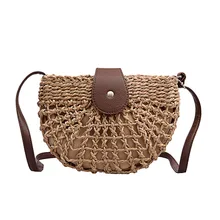 Летняя сумка bolsa feminina, новинка, пустотелая круглая соломенная сумка, кожаная сумка через плечо, сумка-мессенджер для женщин,, женская сумка через плечо