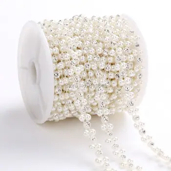 

9mm 10yard Crystal Clear Round Glass Rhinestone Cup Chain pearl Base diy Dress Belt Trim Applique Sew on Garment,beads chain