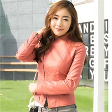 Новая женская куртка из искусственной кожи Тонкий облегающий элегантный бомбер парки корейский Стиль Уличная мотоциклетная Черная куртка