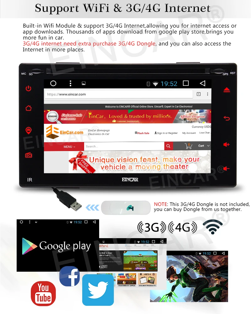 Clearance In Dash Radio Car DVD Navigation Stereo Android 6.0 GPS 2DIN Player 6.2" WIFI 4G 3