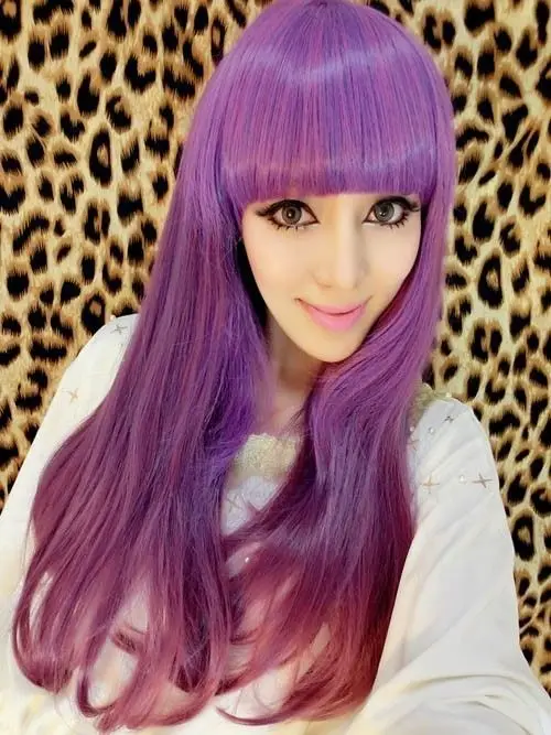 Японский Harajuku Зиппе Фиолетовый Градиент смешивания 70 см Лолита Kawaii Партии Cosplay