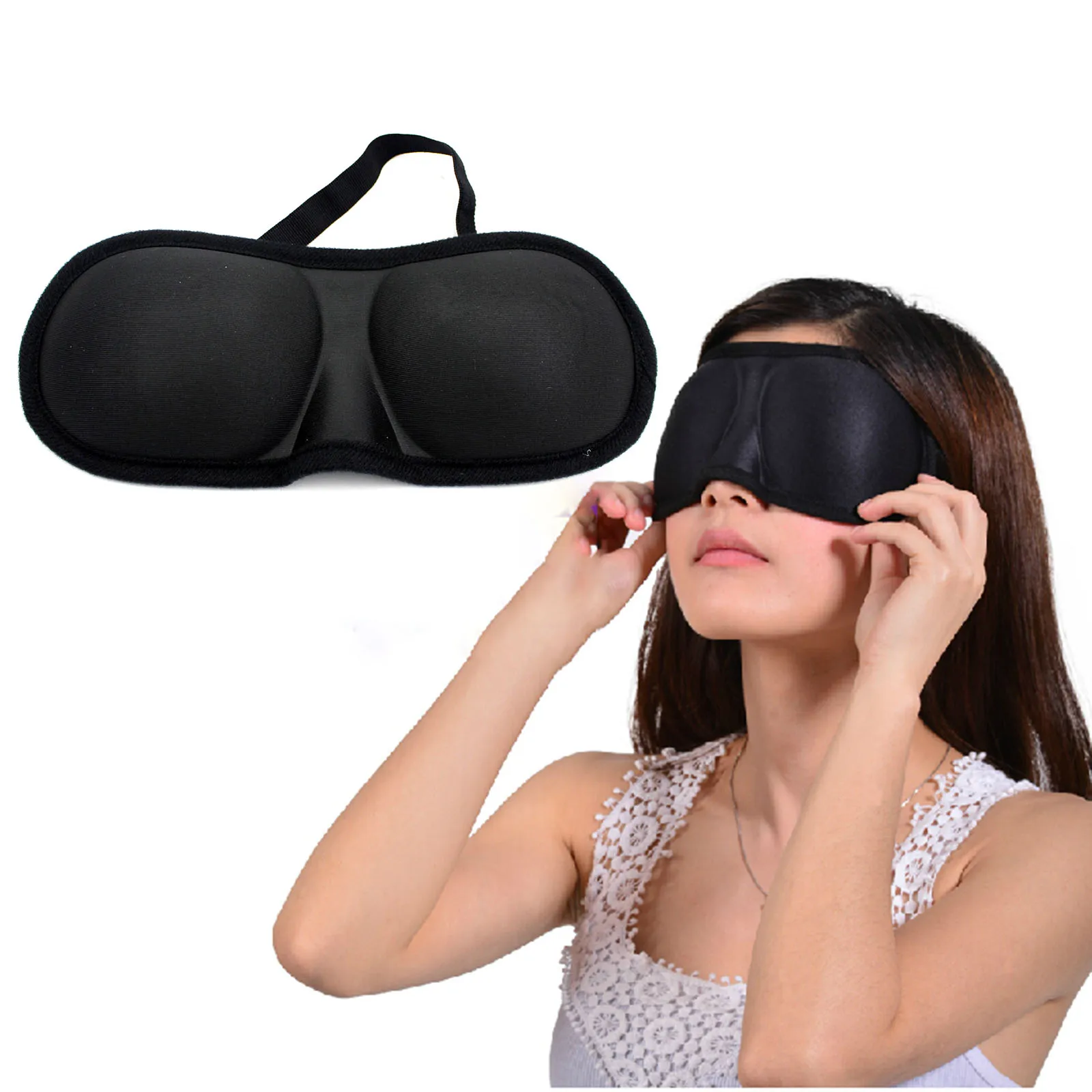 3D Traceless Blindfold Black Sleeping Eye Mask Relax Sleep Fit Face