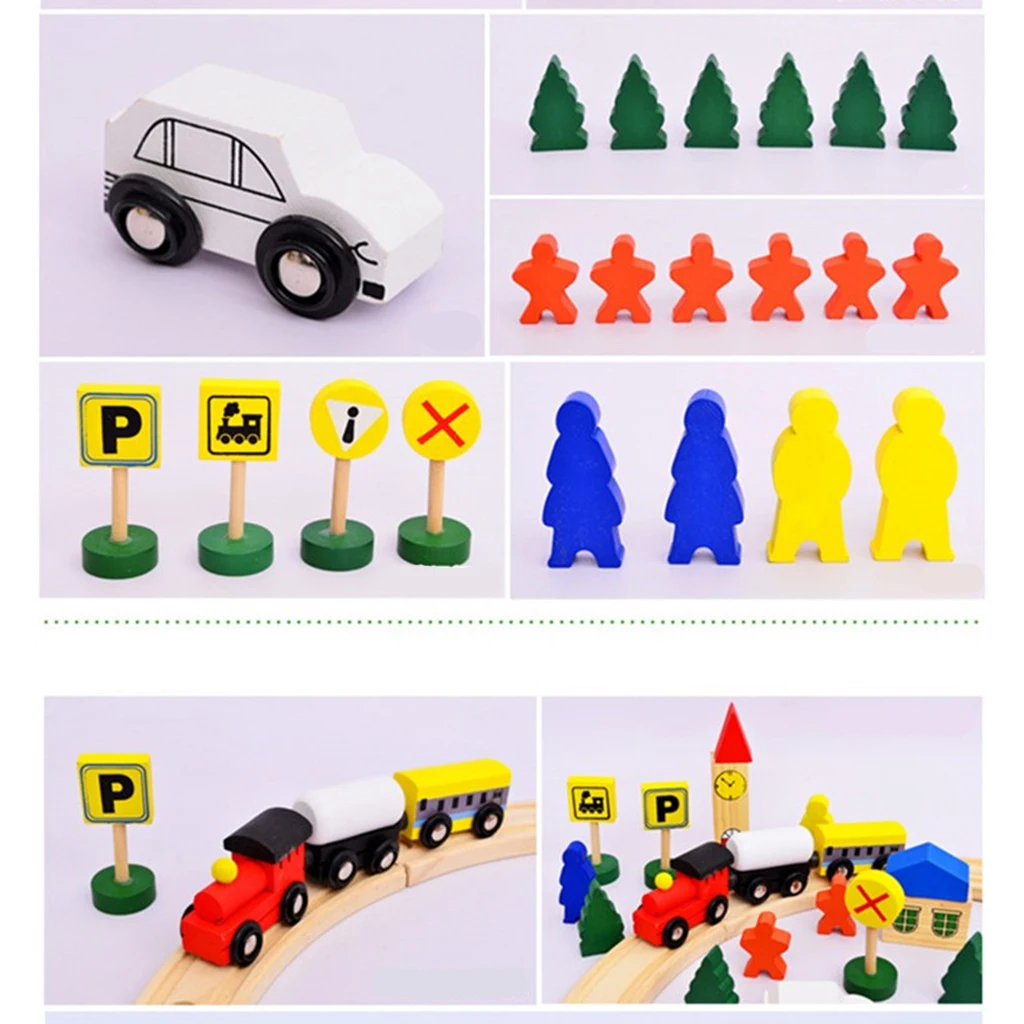 Красиво изготовленный твердый деревянный поезд набор Делюкс Деревянный Железнодорожный поезд набор Дошкольное ролевые игры игрушка для