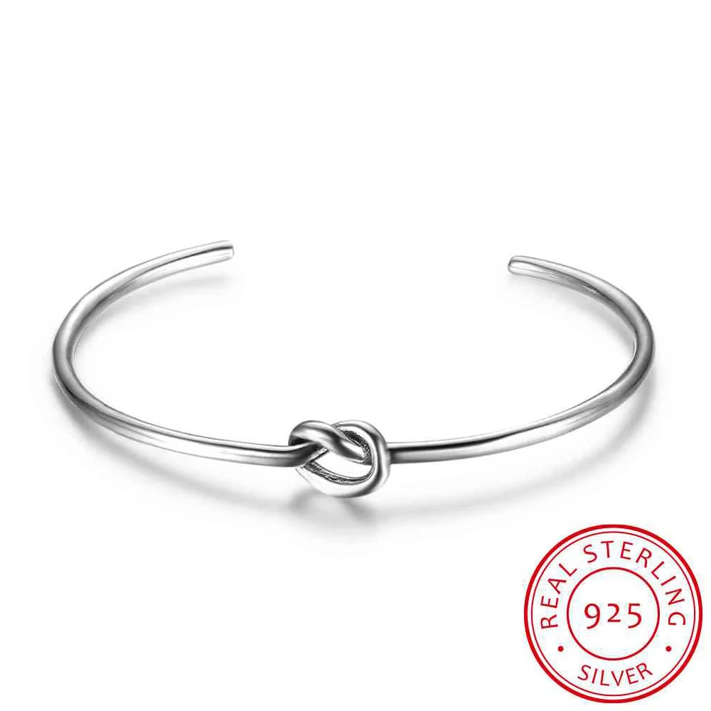 

Women 925 Sterling Silver Bracelets Bangles Knot Design Cuff Bracelets Fashion Party Girl Silver Jewelry Gift(BA102049)