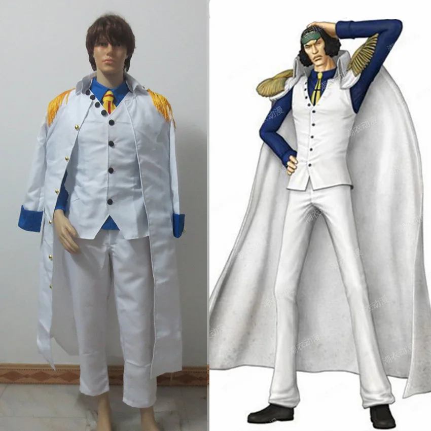 Kostum Cosplay Aokiji Kuzan, seragam angkatan laut Admiral Kuzan
