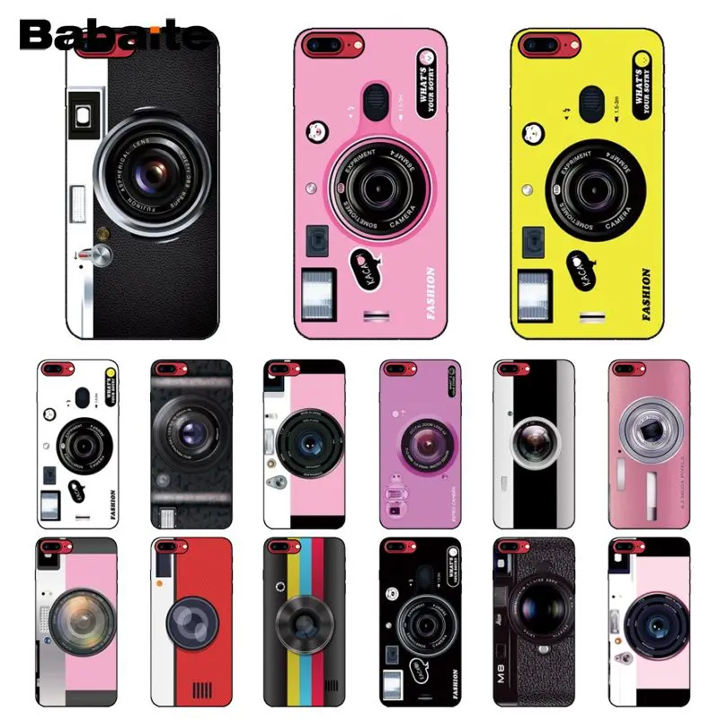 Babaite لطيف كاميرا TPU أسود غطاء إطار هاتف محمول شل ل أبل فون 8 7 6 6 S زائد X XS ماكس 5 5 S SE XR الهواتف المحمولة