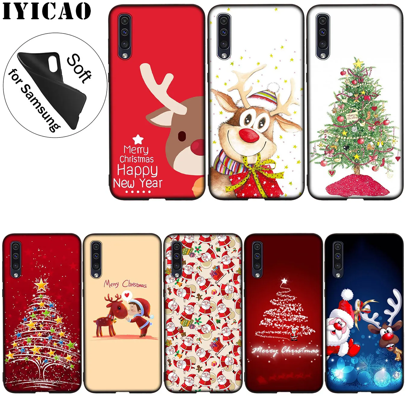 IYICAO New Year Christmas Soft Silicone Case for Samsung Galaxy A70 A60 A50 A40 A30 A20 A10 A50S A40S A30S A20E A10S Black Cover |