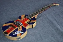 New China's Guitar firehawk Violin Bass Vintage '61' virtually England Flag Pattern 4 Strings Electric Bass Guitar left + right