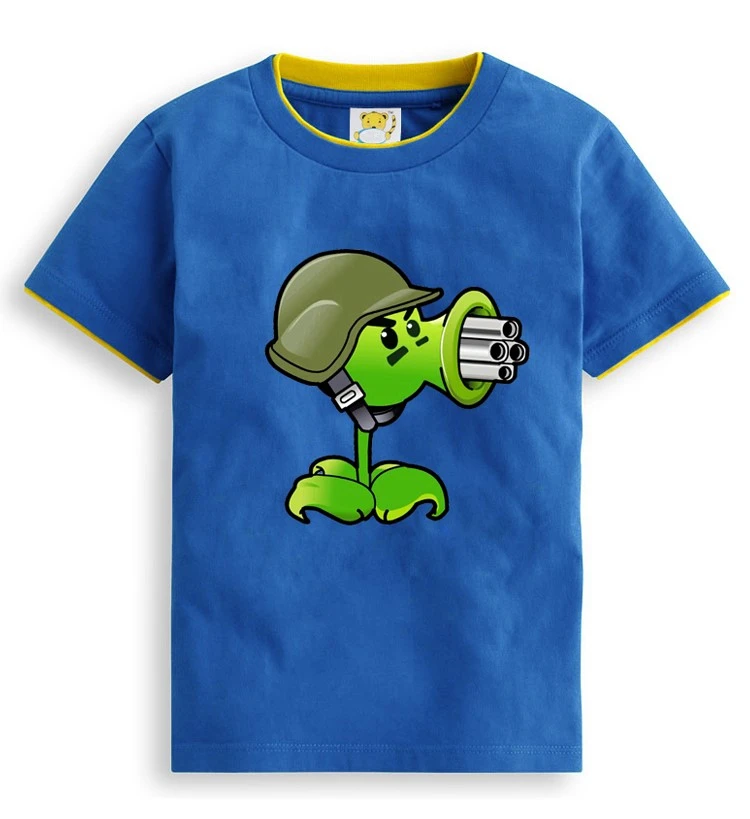

Modis Kid Clothes Spring/Autumn/Summer Plants Vs Zombies Short Sleeve Cotton Boys t shirt Cartoon Black Shirt Girls Tops