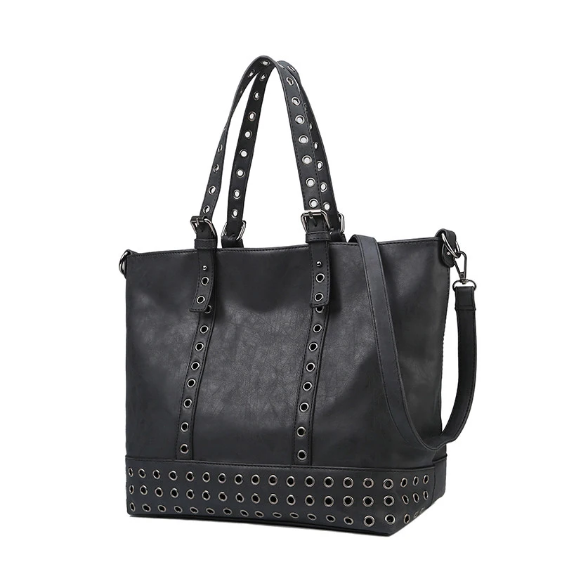 Edgy Rivet Occident Style Women Tote Bag High volume Casual font b Handbag b font Simple