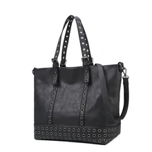 Edgy Rivet Occident Style Women Tote Bag High volume Casual font b Handbag b font Simple