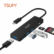 TSUPY USB C концентратор type C к USB 3,0 портам кардридер концентратор адаптер для ПК ноутбук мобильный телефон для Macbook