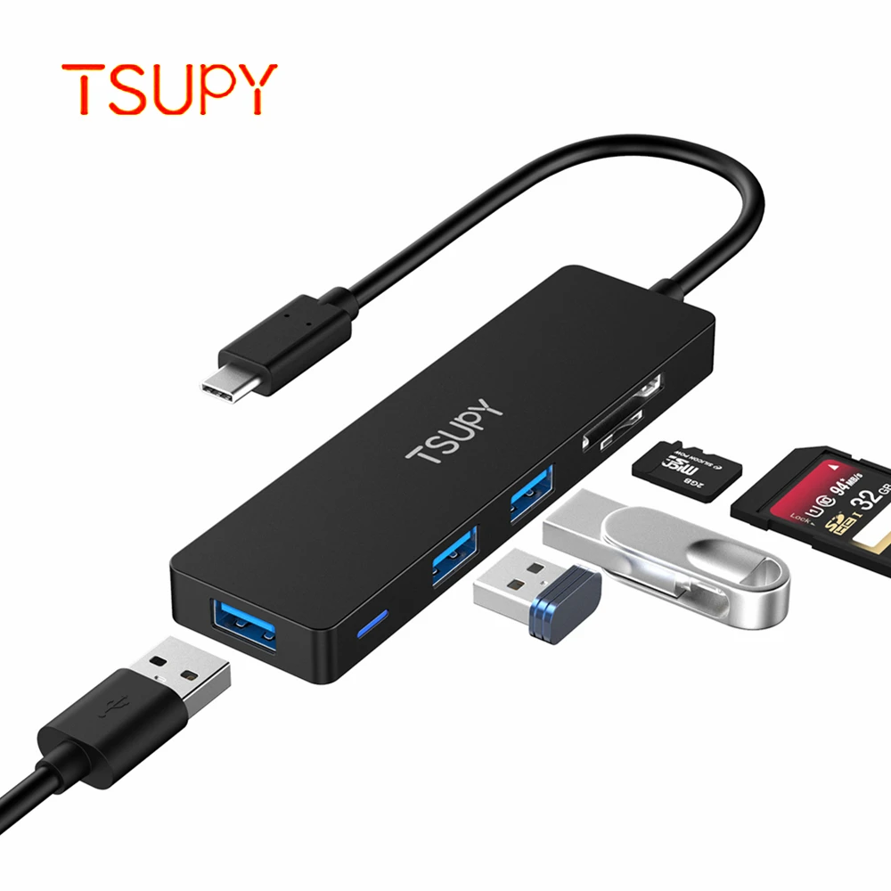 TSUPY USB C концентратор type к 3 0 портам кардридер адаптер для ПК ноутбук мобильный