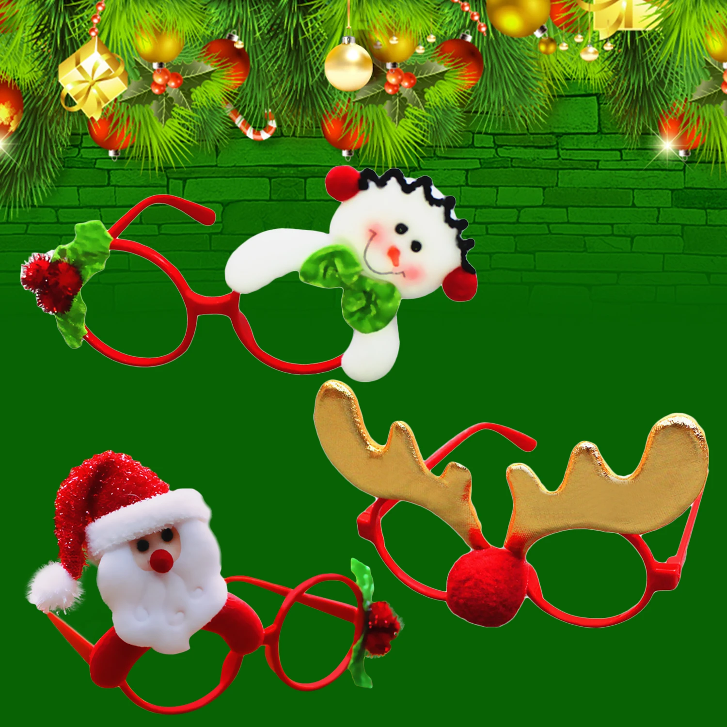 Bevigac 2 шт. модные милые карнавальный костюм на Рождество декоративные очки для детей взрослых подарок Подставки для фотографий