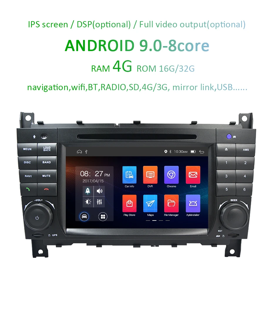 Android 9,0 4G 2 DIN автомобильный DVD gps для Mercedes/Benz W203 W209 W219 A-Class A160 c-класса C180 C200 CLK200 Радио стерео