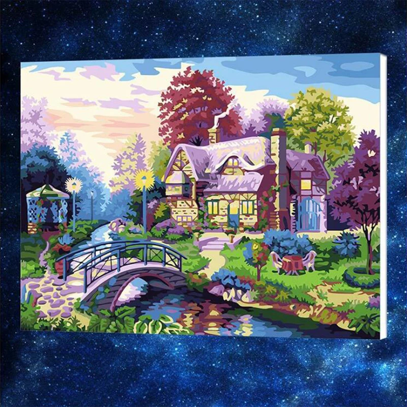 50x65cm DIY Painting By Numbers House Picture Painting Wall Digital