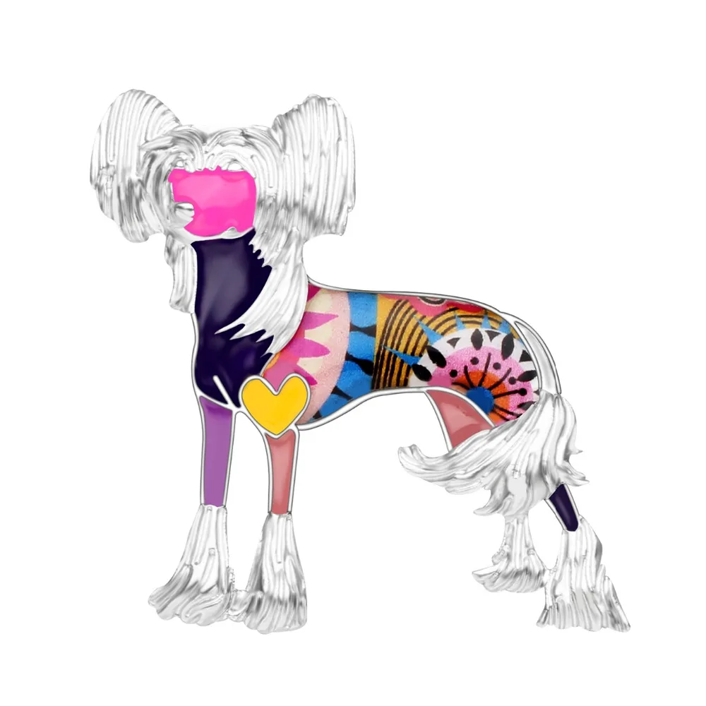 Bonsny Эмаль сплав Китайская хохлатая собака Броши мультфильм животных домашних животных булавка ювелирные изделия для женщин девочек Подарочная одежда украшение для шарфа
