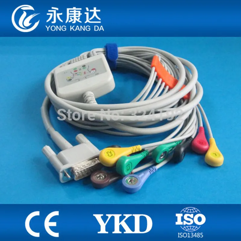 

Free shipping For Schiller One-Piece 10-Leads EKG Cable with IEC Snap leadwires,10k resistance