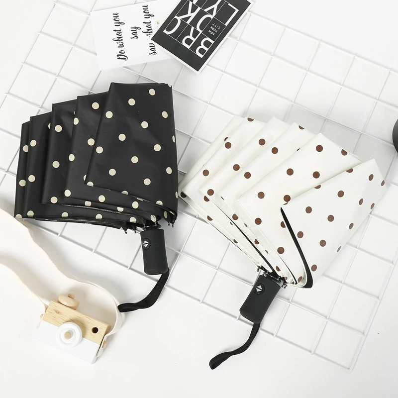 

Fully-Automatic 3 Folding Dot Umbrella Rain Women Men Ultralight Windproof Umbrella Portable Travel Mini Parasol Pocket Umbrella