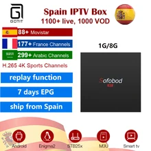 SOFOBOD Android 7.1 Set Top TV Box with Spanish French Sport iptv subscription 11100 lives 1000 VOD 4K H.265 ship from Spain