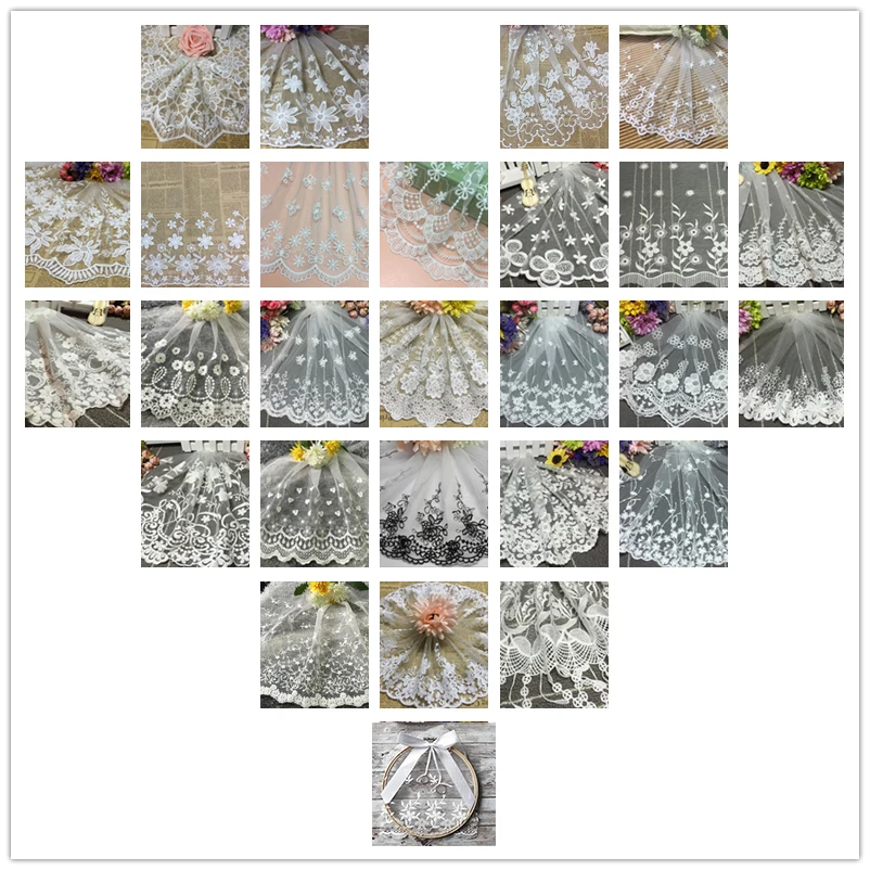 

1 Yards Lace Trim 38 Types White Flower Lace African Embroidered Fabrics Lace DIY Crafts for Dress Sewing Clothing