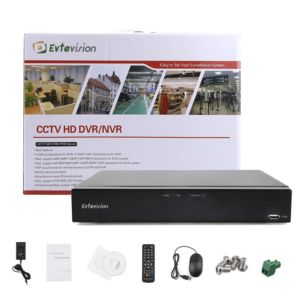 Evtvision 8CH Hybrid 5-in-1 1080P Lite Realtime CCTV Security DVR Video Recorder