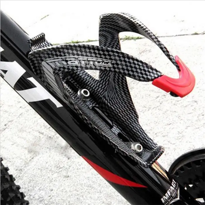 Mountain bike carbon fiber texture V-shaped bottle cage plastic cup holder Red mouth water bottle hoder for bycicle