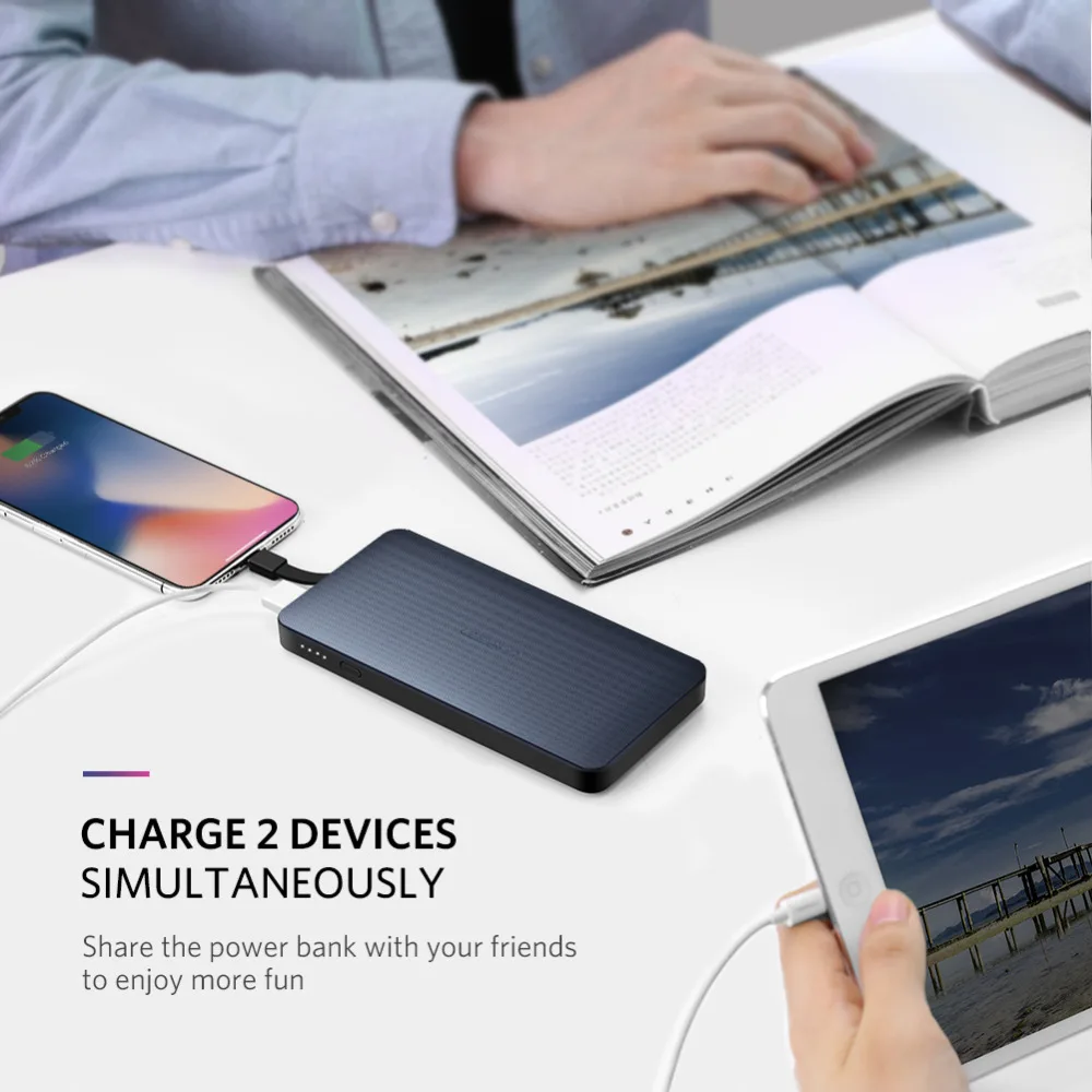 Ugreen Power Bank 10000mAh For iPhone X 7 Xiaomi External Battery Pack Powerbank For USB iPhone Cable Portable Charger Poverbank