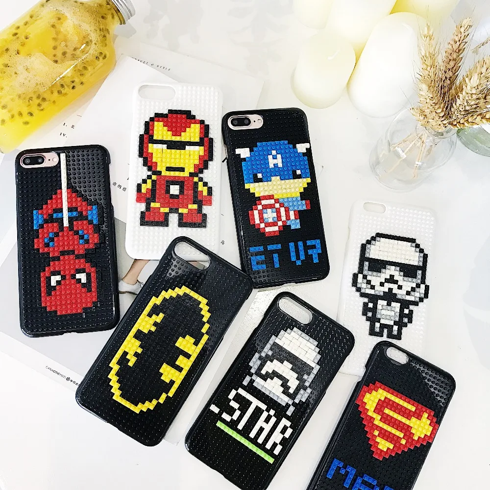 Чехол для телефона Super Hero Puzzle чехол iPhone 7 Lego DIY блоки мозаика XR XS MAX X 6 6s 8 Plus