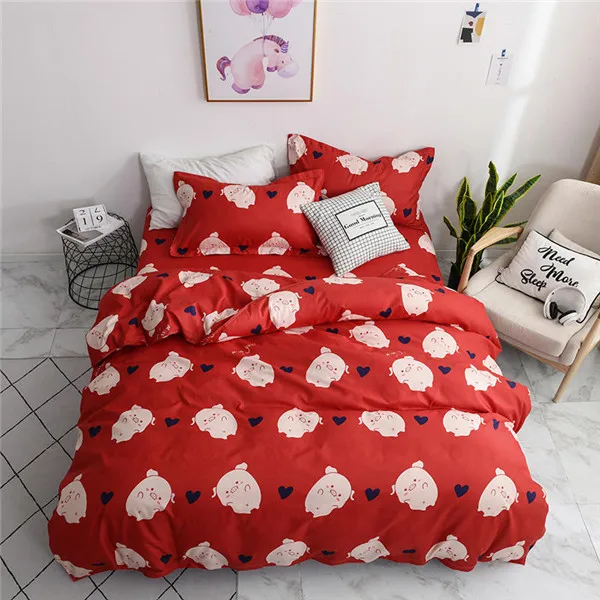 Love Heart Pattern Bedding Set Pink Bedspread queen Duvet Cover Set