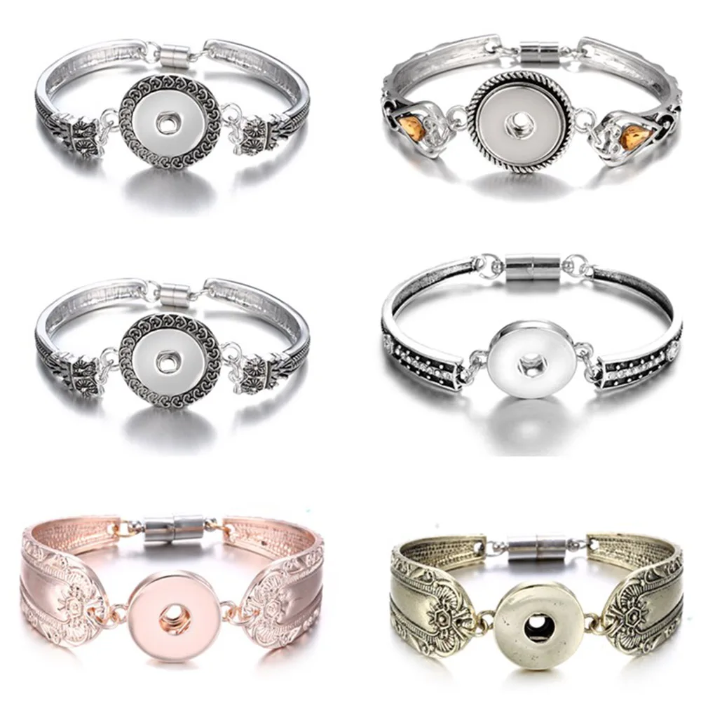 

2019 Newest Snap Button Bracelet Bohemian Magnet Snap Jewelry Watches Women 18mm Snap Buttons Interchangeable Charm Bracelet