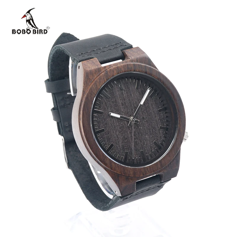 Prix pour 2017 BOBO BIRD Montres Hommes Bande de Cuir Véritable Noir Bois Montre Japon Mouvement "Bois De Quartz Montres relogio masculino C-B12 Prix pour 2017 BOBO BIRD Montres Hommes Bande de Cuir Véritable Noir Bois Montre Japon Mouvement "Bois De Quartz Montres relogio masculino C-B12