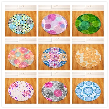 

Round Carpets for Living Room Geometric Printed Parlor Bedroom Chair Rugs Toilet Bath Decorate Non-slip Door Mat