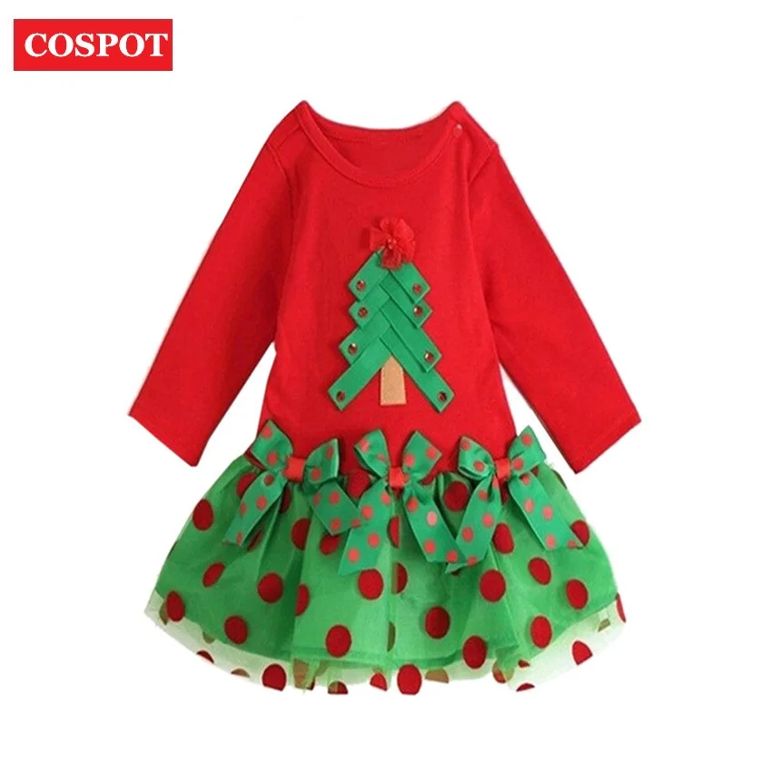 COSPOT/рождественское платье-пачка для маленьких девочек, летнее платье на Рождество для девочек, хлопковые повседневные платья в горошек для